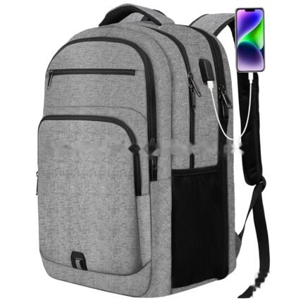 Classic 42L Extra Large Backpack, Anti Theft TSA Flight Approved Laptop Backpack for Men Women, 17.3 to 15.6 Inch Business Computer Backpack with USB Port, Water Resistant Teacher Nurse Travel School University College Weekender Daypack, Grey
