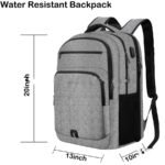 Classic 42L Extra Large Backpack, Anti Theft TSA Flight Approved Laptop Backpack for Men Women, 17.3 to 15.6 Inch Business Computer Backpack with USB Port, Water Resistant Teacher Nurse Travel School University College Weekender Daypack, Grey