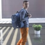 Travel backpack for Mens & Women With USB Port & Aux for headphone blue