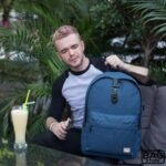 Travel backpack for Mens & Women With USB Port & Aux for headphone blue