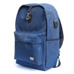 Travel backpack for Mens & Women With USB Port & Aux for headphone blue