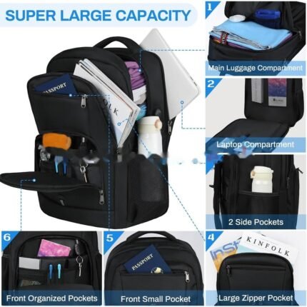 Classic 42L Anti-Theft Laptop Backpack (Black)