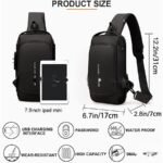 Fashion Men Sling Bag Pack with Lock Waterproof -Theft Chest Bag with USB Charging Port Shoulder Bag Body Backpack