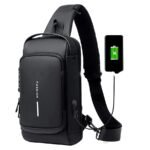 Fashion Men Sling Bag Pack with Lock Waterproof -Theft Chest Bag with USB Charging Port Shoulder Bag Body Backpack