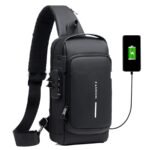 Fashion Men Sling Bag Pack with Lock Waterproof -Theft Chest Bag with USB Charging Port Shoulder Bag Body Backpack