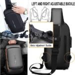 Fashion Men Sling Bag Pack with Lock Waterproof -Theft Chest Bag with USB Charging Port Shoulder Bag Body Backpack