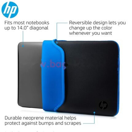 HP 14 Inch (35.5 cm) Black & Blue Reversible Neoprene Sleeve for Laptop/Chromebook/Mac Y7B87AV