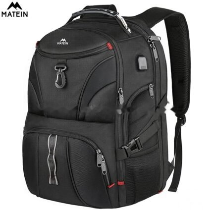 MATEIN Backpack for Men, Large Laptop Backpack with USB Port, Travel Backpacks for Women Student, Big College School Bookbag Water Resistant TSA Business Computer Bag Fit 17 Inch Notebook, Black
