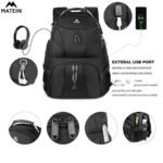 MATEIN Backpack for Men, Large Laptop Backpack with USB Port, Travel Backpacks for Women Student, Big College School Bookbag Water Resistant TSA Business Computer Bag Fit 17 Inch Notebook, Black