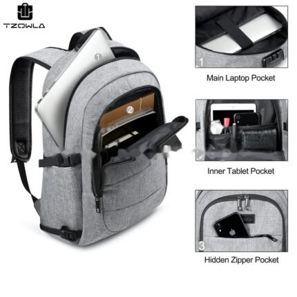 Tzowla Laptop Backpack Water Resistant Anti-Theft Travel Bag with USB Charging Port and Lock 14/15.6 Inch Computer Business Backpacks for Women Men Gift,Bookbag Casual Hiking Daypack